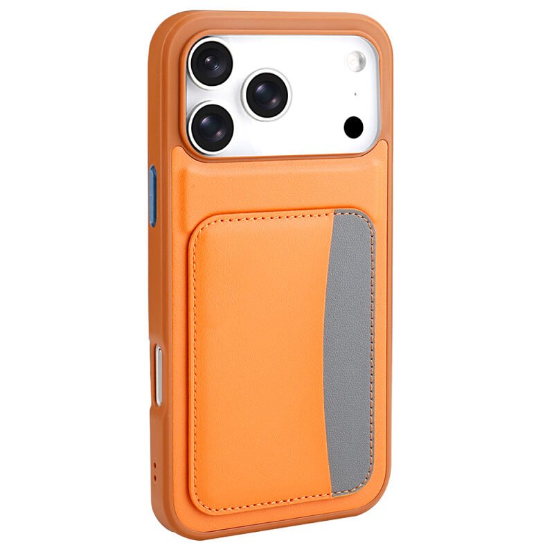 iPhone 17 Pro Kılıf Kartlıklı Zore X-Kart Silikon Kılıf Turuncu