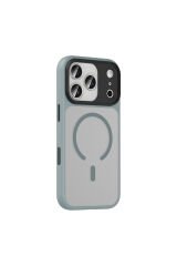 iPhone 17 Pro Max Kılıf Mat Arka Yüzey Wireless Şarj Özellikli Zore Flet M-safe Kapak - Lacivert Gri