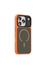 iPhone 17 Pro Max Kılıf Mat Arka Yüzey Wireless Şarj Özellikli Zore Flet M-safe Kapak - Lacivert Siyah