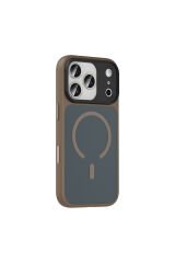 iPhone 17 Pro Max Kılıf Mat Arka Yüzey Wireless Şarj Özellikli Zore Flet M-safe Kapak - Lacivert Siyah