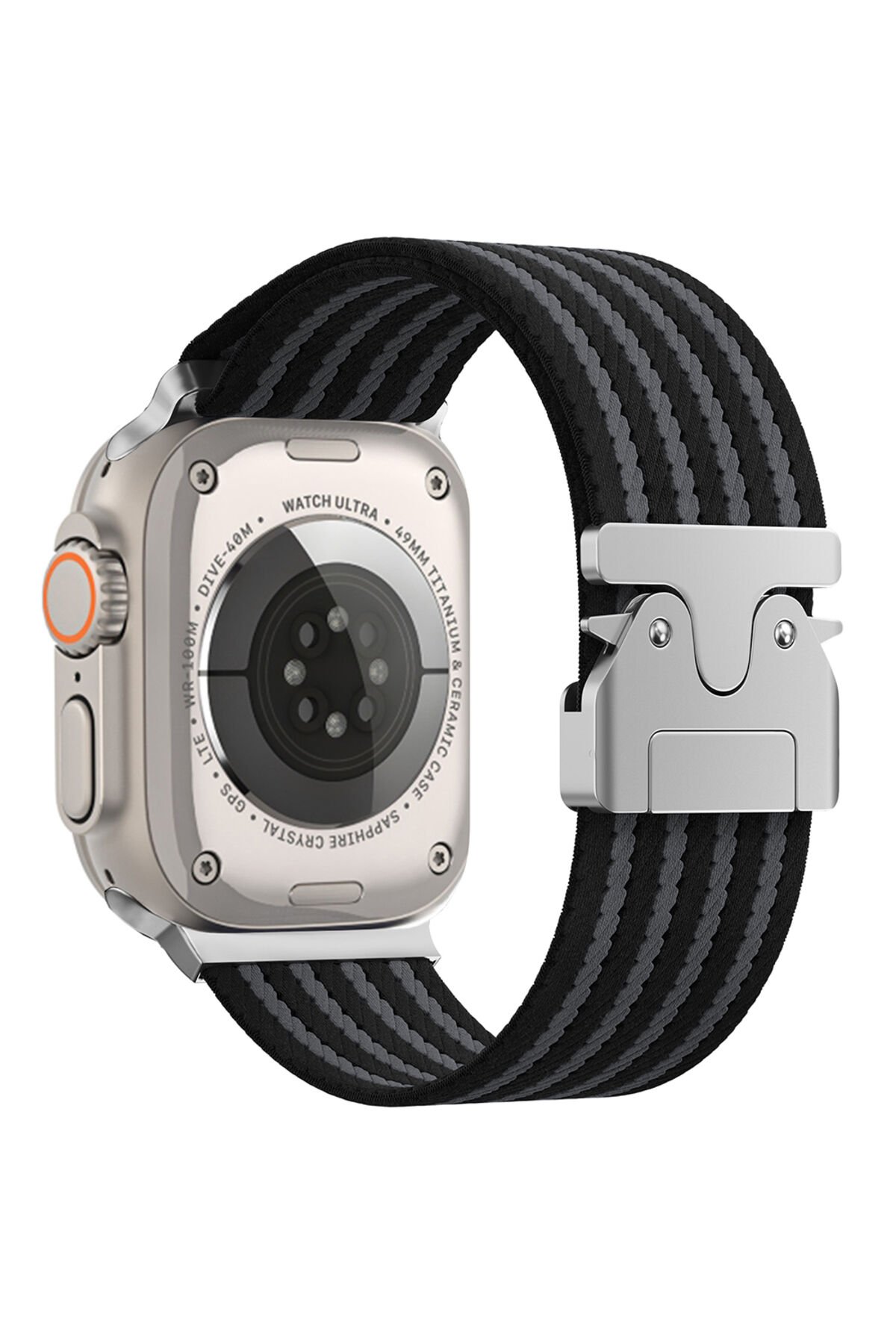 Watch 49mm BSAY KRD-133 Naylon Kumaş Hasır Örgülü Kordon - Siyah Siyah