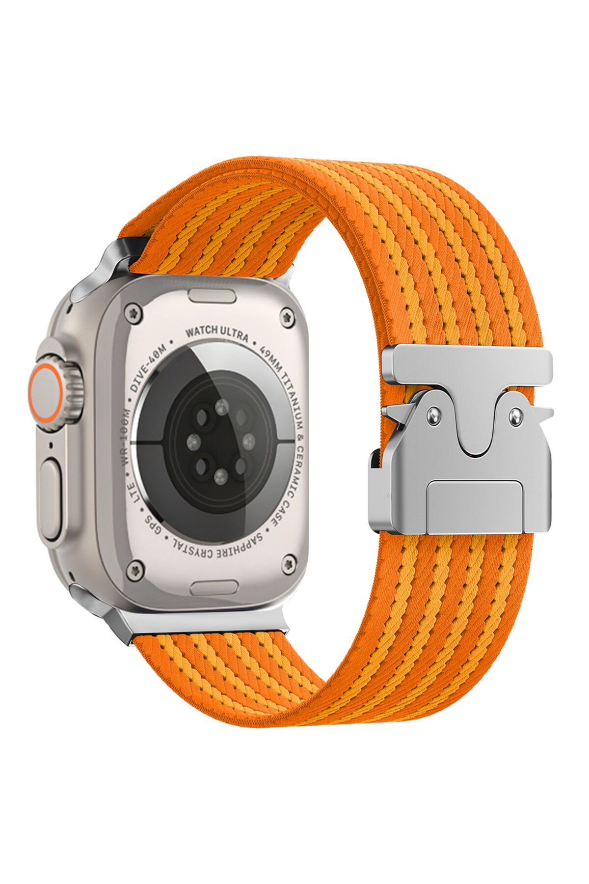 Watch 49mm BSAY KRD-133 Naylon Kumaş Hasır Örgülü Kordon - Siyah Turuncu