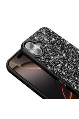 iPhone 16 Kılıf Parlak Taşlı Tasarım Zore Pırlanta Kapak - Lila Gri