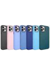 iPhone 12 Pro Uyumlu Metal Çerçeve ve Buton Tasarımlı Silikon BSAY Luna Kılıf-Sierra Mavi Lila