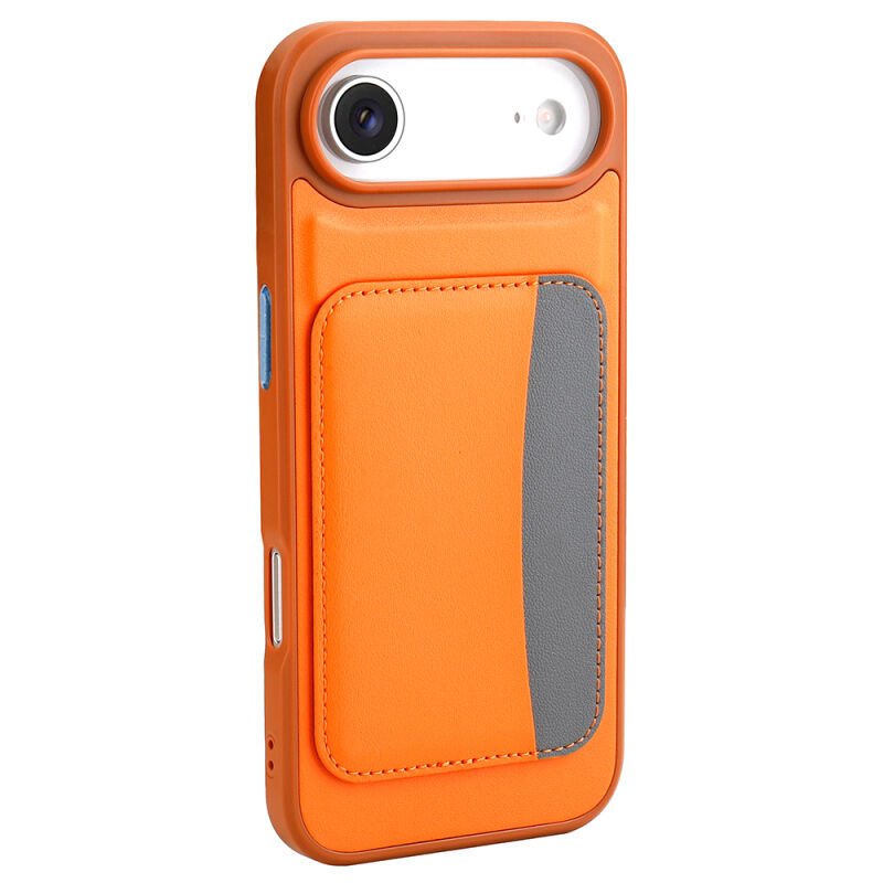 iPhone 17 Air Kılıf Kartlıklı Zore X-Kart Silikon Kılıf Turuncu
