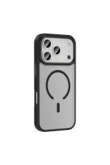 iPhone 17 Pro Max Kılıf M-safe Şarj Özellikli Mat Arka Yüzey BSAY Sio Kapak - Gri Turuncu