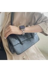 Watch 42mm Uyumlu KRD-56 Metal BSAY Kordon-Gümüş Siyah