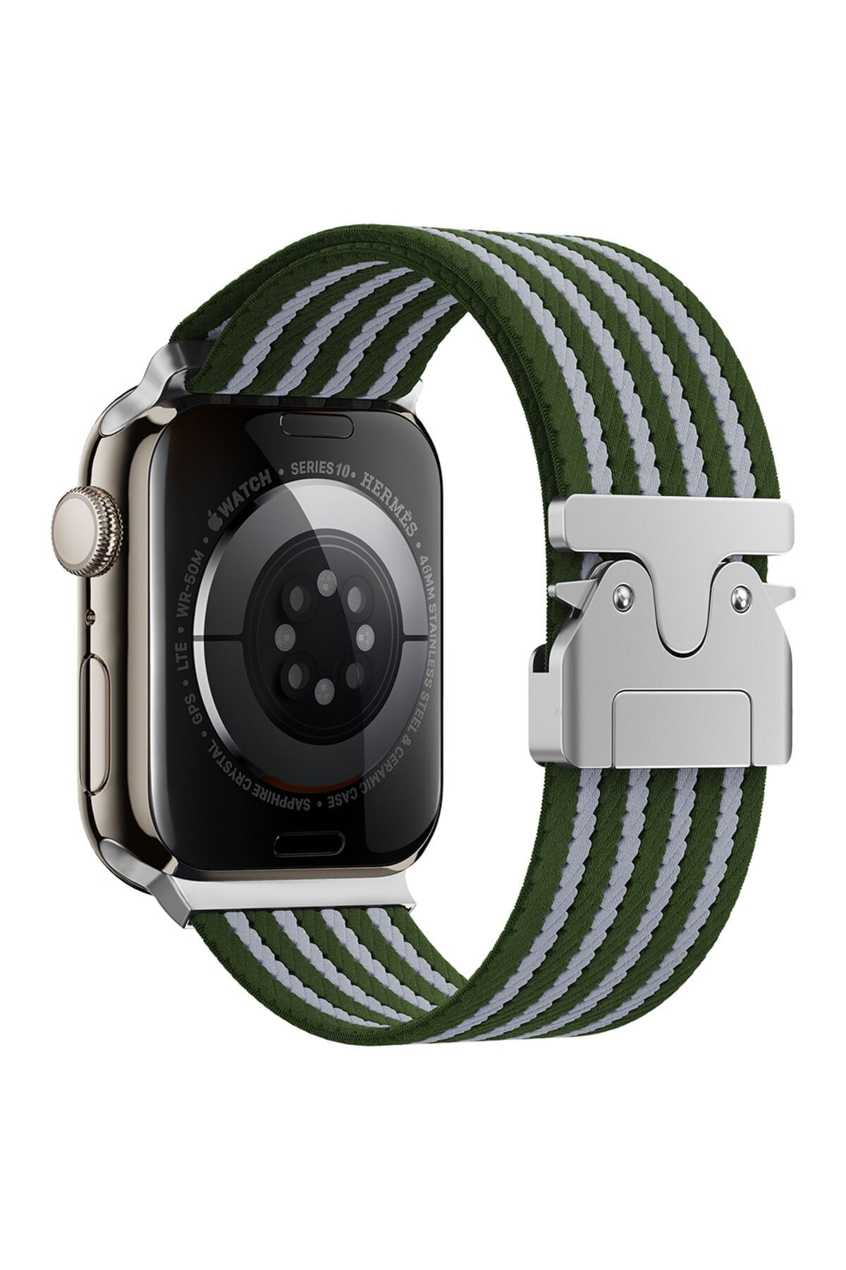 Watch 10 46mm ANKY KRD-133 Naylon Kumaş Hasır Örgülü Kordon - Gri Yeşil