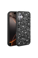 iPhone 16 Plus Kılıf Parlak Taşlı Tasarım Zore Pırlanta Kapak - Beyaz Gri