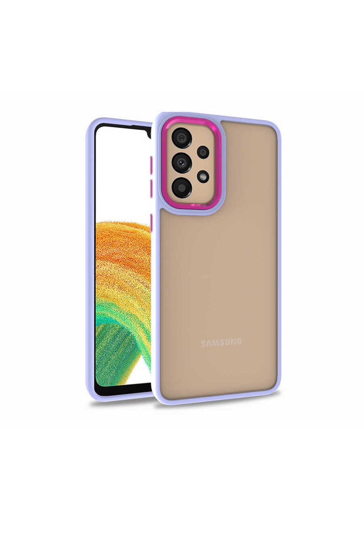 Galaxy A32 4G Kılıf BSAY Flora Kapak - Rose Gold Lila