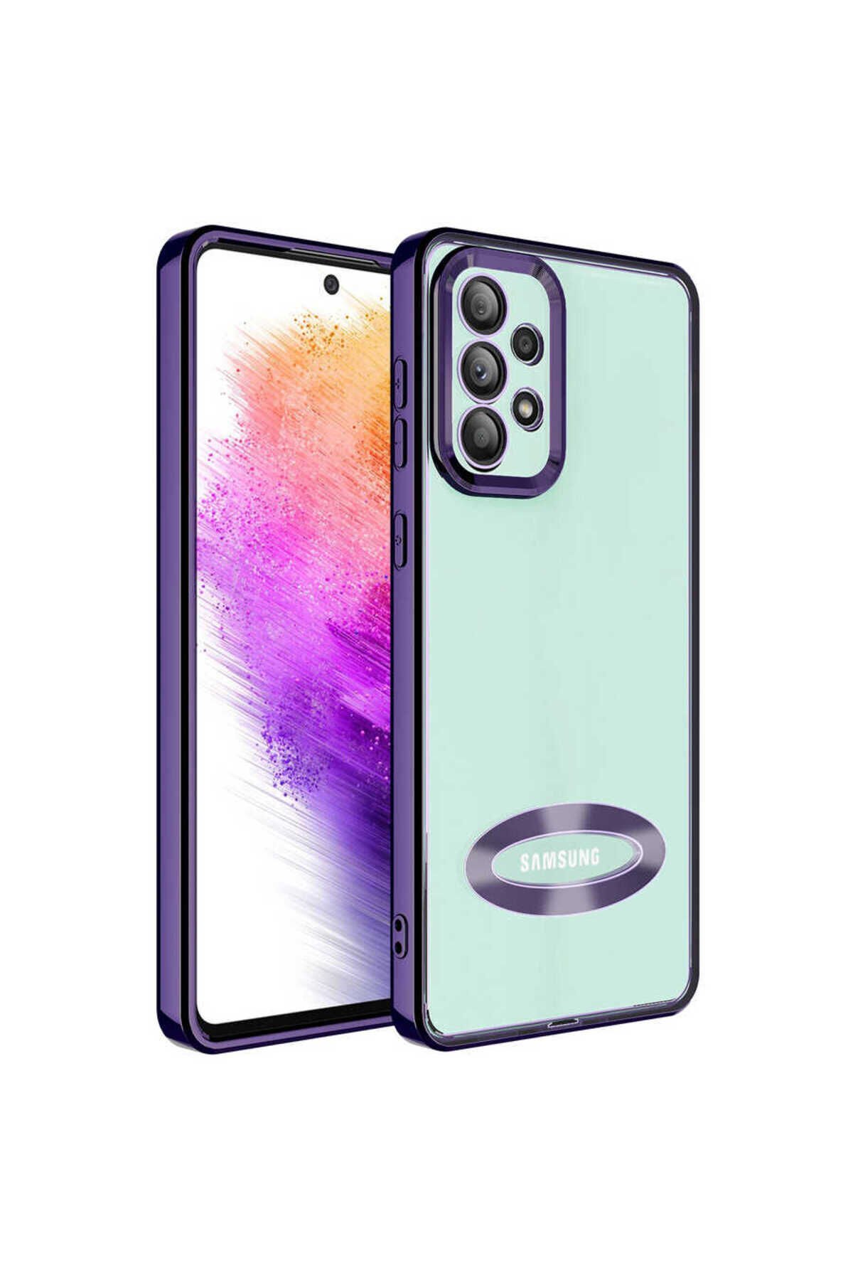 Galaxy A33 5G Kılıf Kamera Korumalı Logo Gösteren BSAY Omega Kapak - Siyah Derin Mor