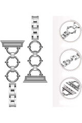 Watch 44mm Uyumlu KRD-56 Metal BSAY Kordon-Gümüş Siyah