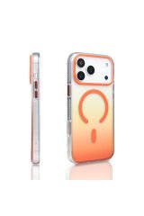 iPhone 17 Pro Max Kılıf M-safe Şarj Özellikli Transparan Renk Geçişli Zore Toros Kapak Altın