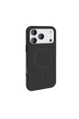 iPhone 17 Pro Max Kılıf M-Safe Şarj Özellikli Metal Kamera Çerçeveli Zore Silikon Kapak Siyah