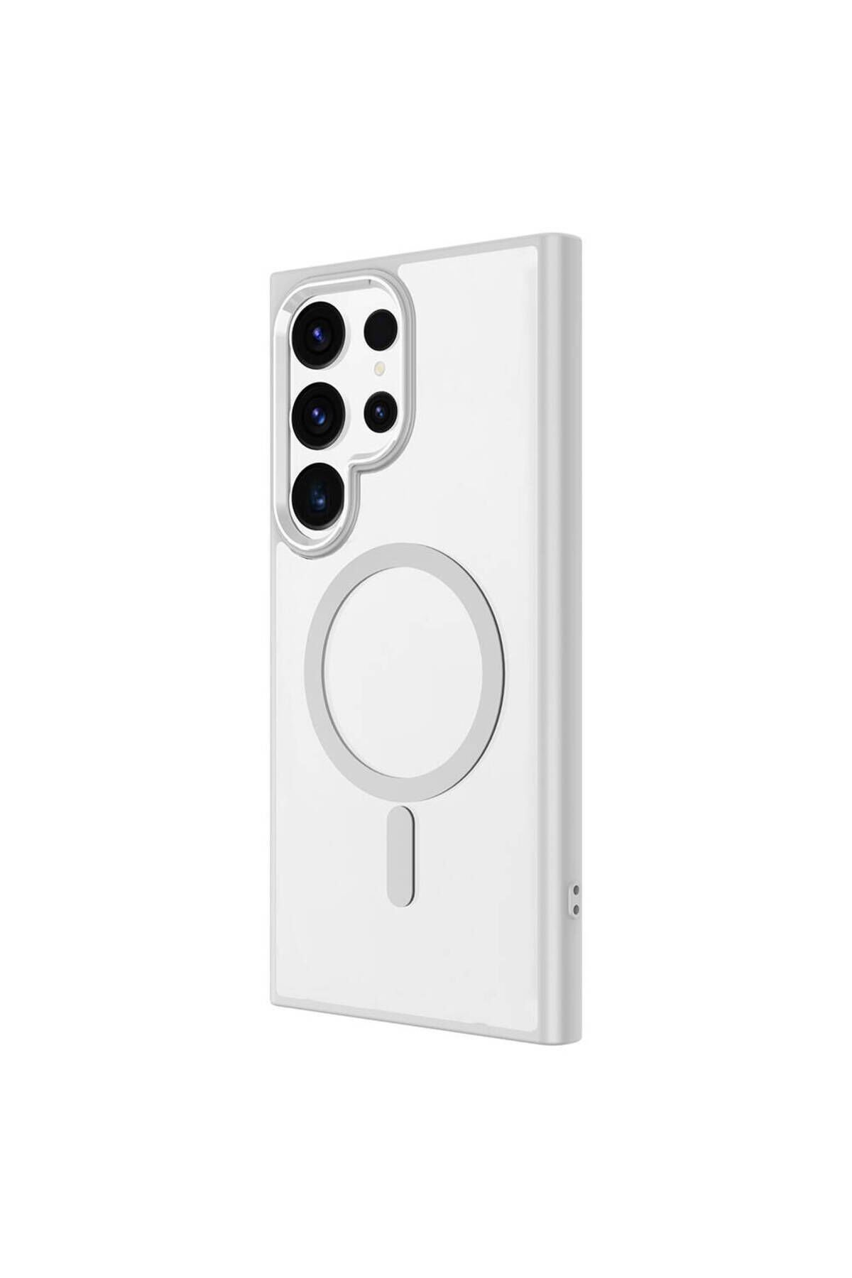 Galaxy S24 Ultra Uyumlu Magsafe Şarj Özellikli Krom Magsafe Silikon BSAY Kılıf-Lacivert Gri