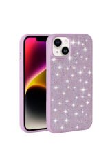 iPhone 13 Uyumlu Parlak Taşlı Tasarım Pırlanta BSAY Kılıf-Gri Gri