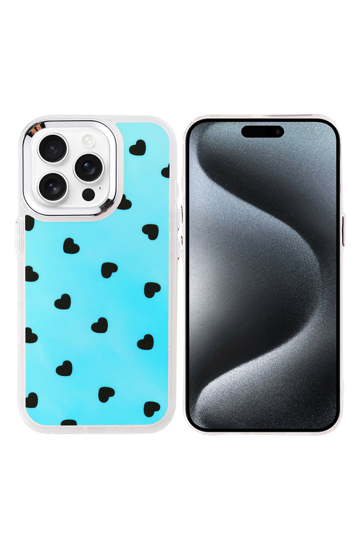 iPhone 15 Pro Max Kılıf Airbag Tasarımlı BSAY Hadra Kapak - Kalp Kalp