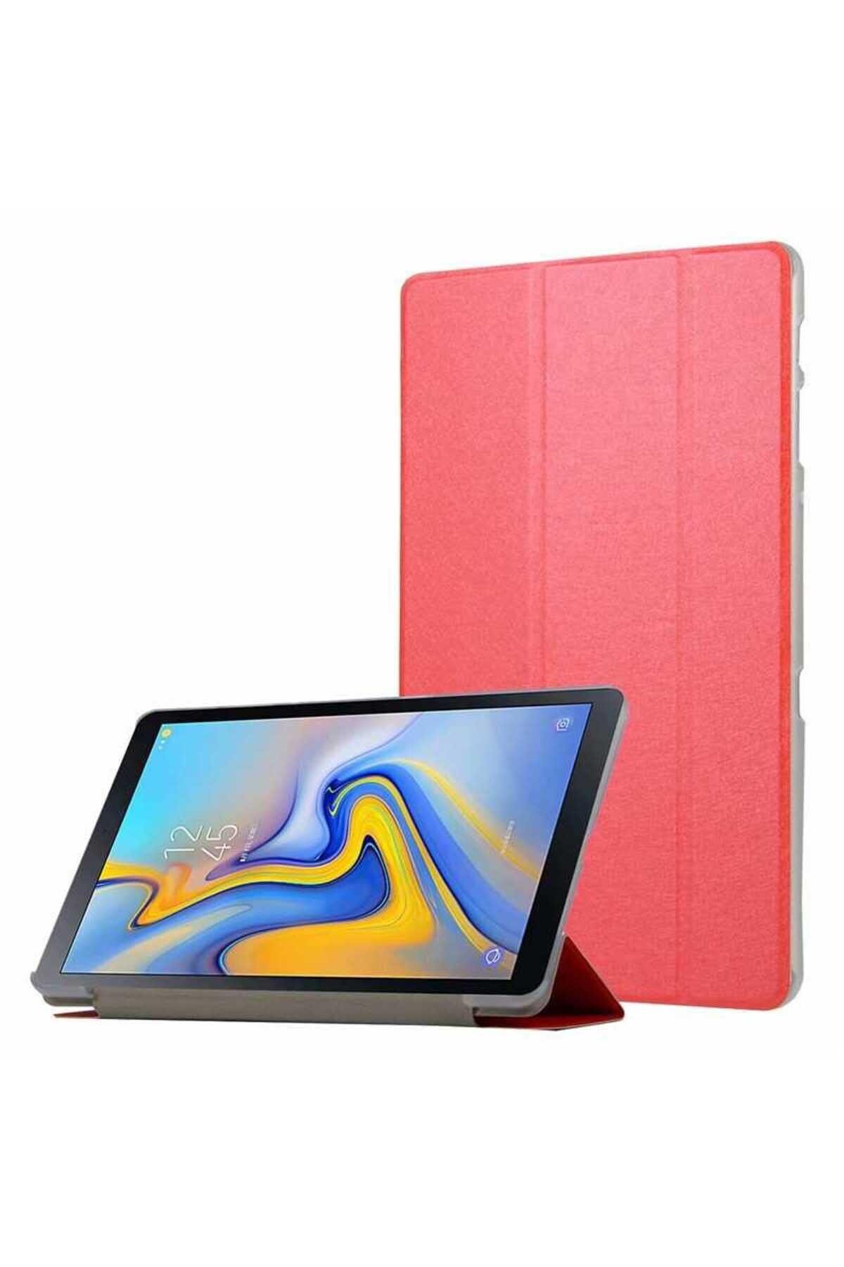 Galaxy Tab A T590 Uyumlu BSAY Smart Cover Standlı 1-1 Kılıf-Kırmızı Kırmızı
