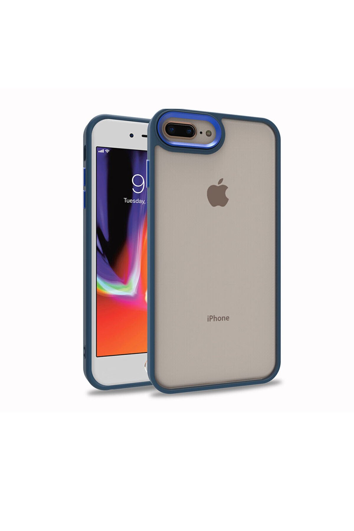 iPhone 7 Plus Kılıf MSRA Flora Kapak - Mavi