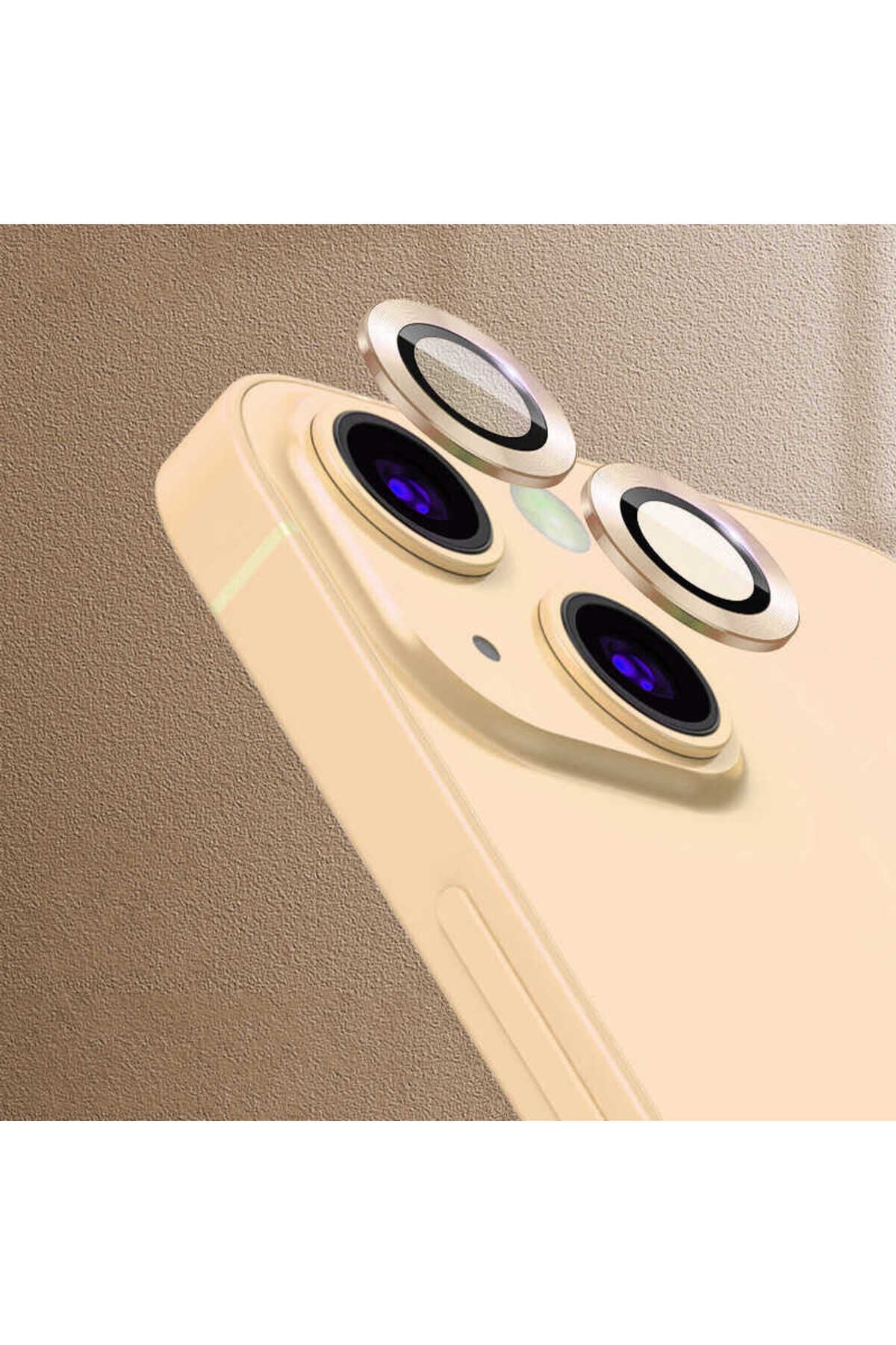 iPhone 13 Uyumlu BSAY CL-07 Kamera Koruyucu-Gümüş Gold