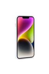 iPhone 14 Uyumlu Parlak Taşlı Tasarım Pırlanta BSAY Kılıf-Beyaz Siyah