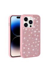 iPhone 14 Pro Uyumlu Parlak Taşlı Tasarım Pırlanta BSAY Kılıf-Lila Lila
