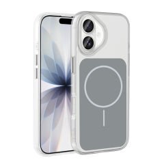 iPhone 17 Kılıf Metal Buton Tasarımlı Zore İkonik Sert Silikon Kılıf Gri