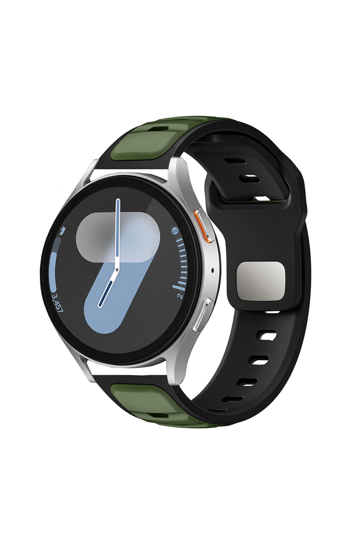 Galaxy Watch 46mm BSAY KRD-135 22mm Silikon Kordon Strap Kayış - Koyu Yeşil-Siyah