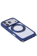iPhone 17 Pro Max Kılıf M-Safe Şarj Özellikli Standlı Piza Silikon Kapak Turuncu