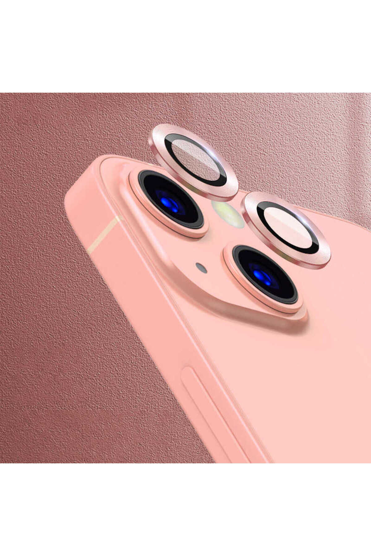 iPhone 13 Mini Uyumlu BSAY CL-07 Kamera Koruyucu-Kırmızı Rose Gold