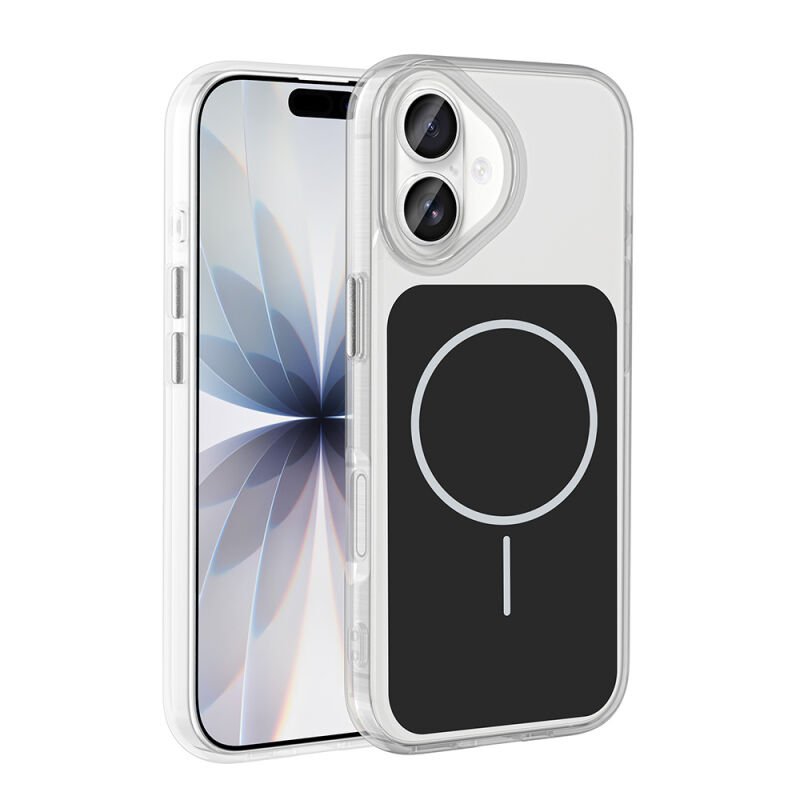 iPhone 17 Kılıf Metal Buton Tasarımlı Zore İkonik Sert Silikon Kılıf Siyah