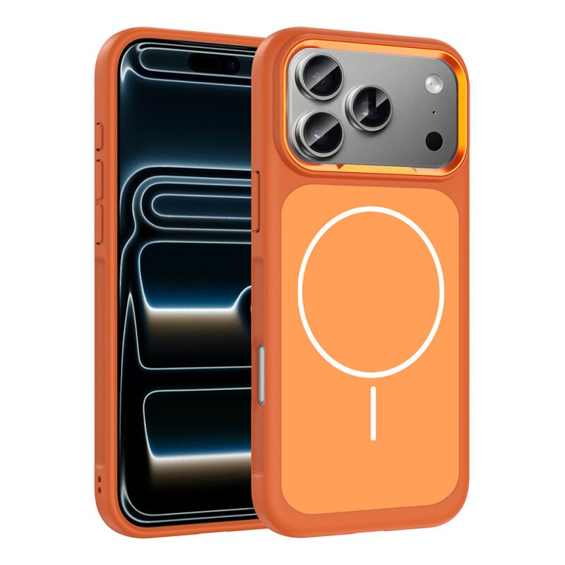 iPhone 17 Pro Max Kılıf M-Safe Şarj Özellikli Metal Kamera Çerçeveli Zore Sanremo Silikon Kılıf