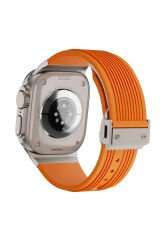 Watch Ultra 49mm BSAY- KRD-113 Spor Görünümlü Silikon Kordon-Turuncu Turuncu