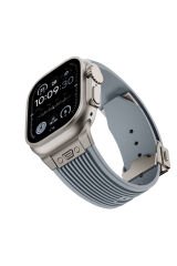 Watch Ultra 49mm BSAY- KRD-113 Spor Görünümlü Silikon Kordon-Turuncu Gri