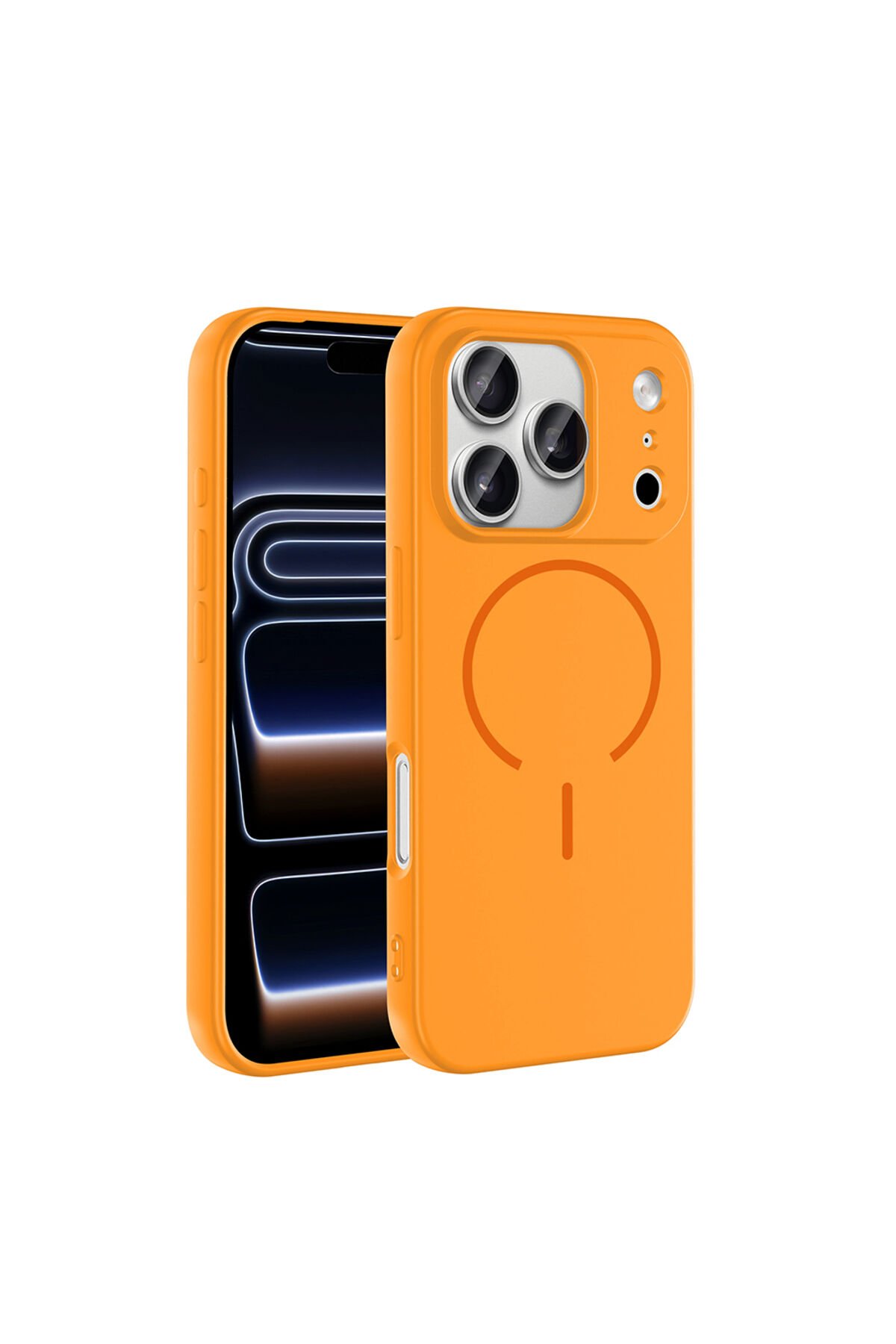 iPhone 17 Pro Kılıf M-safe Şarj Özellikli BSAY Meta Kapak - Turuncu Turuncu