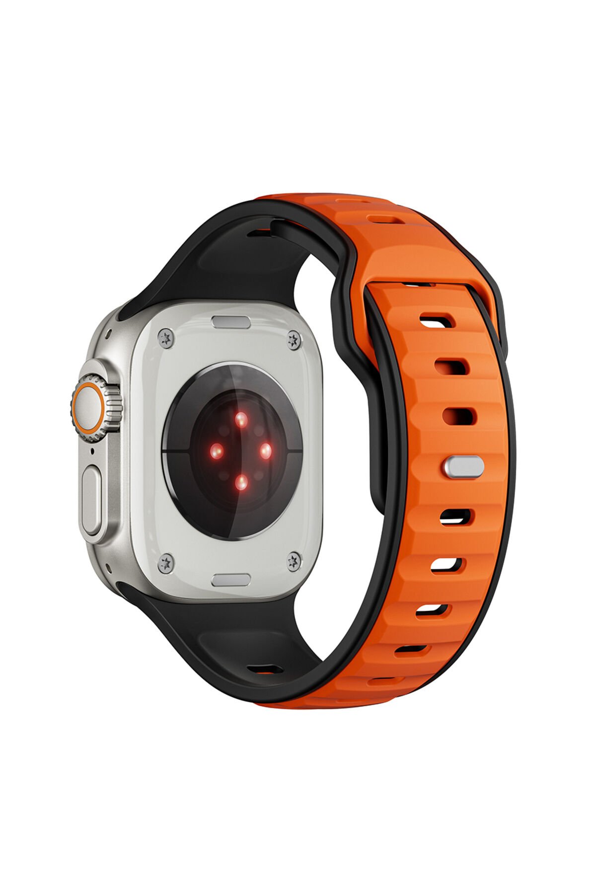 Watch Ultra 49mm BSAY KRD-135 Silikon Kordon Strap Kayış - Siyah-Turuncu