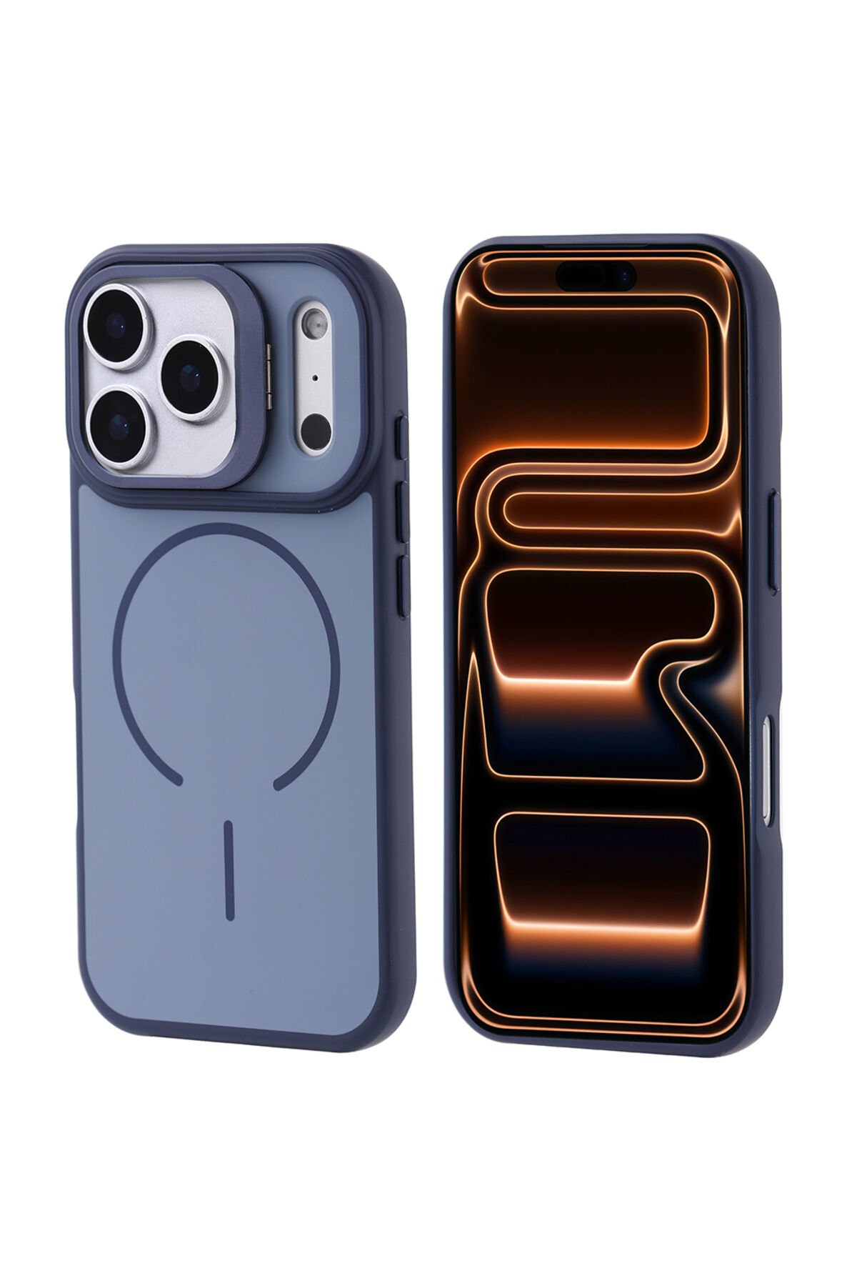 iPhone 17 Pro Max Kılıf M-safe Şarj Özellikli Kamera Standlı Notron Kapak Siyah