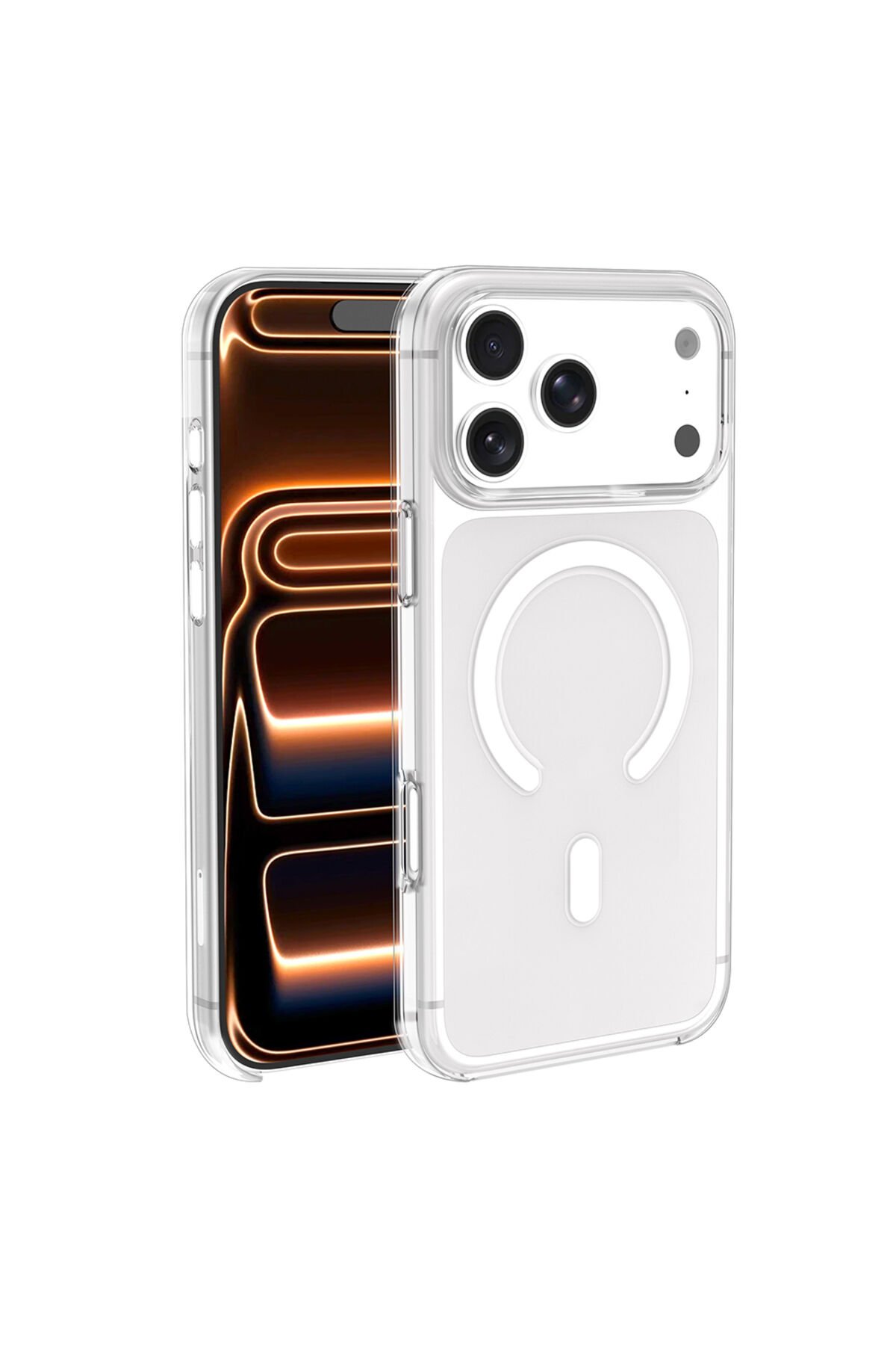 iPhone 17 Pro Max Kılıf BSAY Wireless Şarj Özellikli Şeffaf Orjin Kapak - Şeffaf Şeffaf