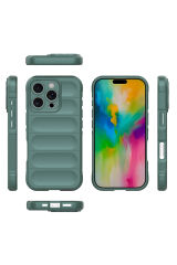 iPhone 16 Pro Max Kılıf Esnek TPU Oyuklu Arka Yüzey Tasarımlı GNST Etnik Silikon Kapak - Siyah Siyah