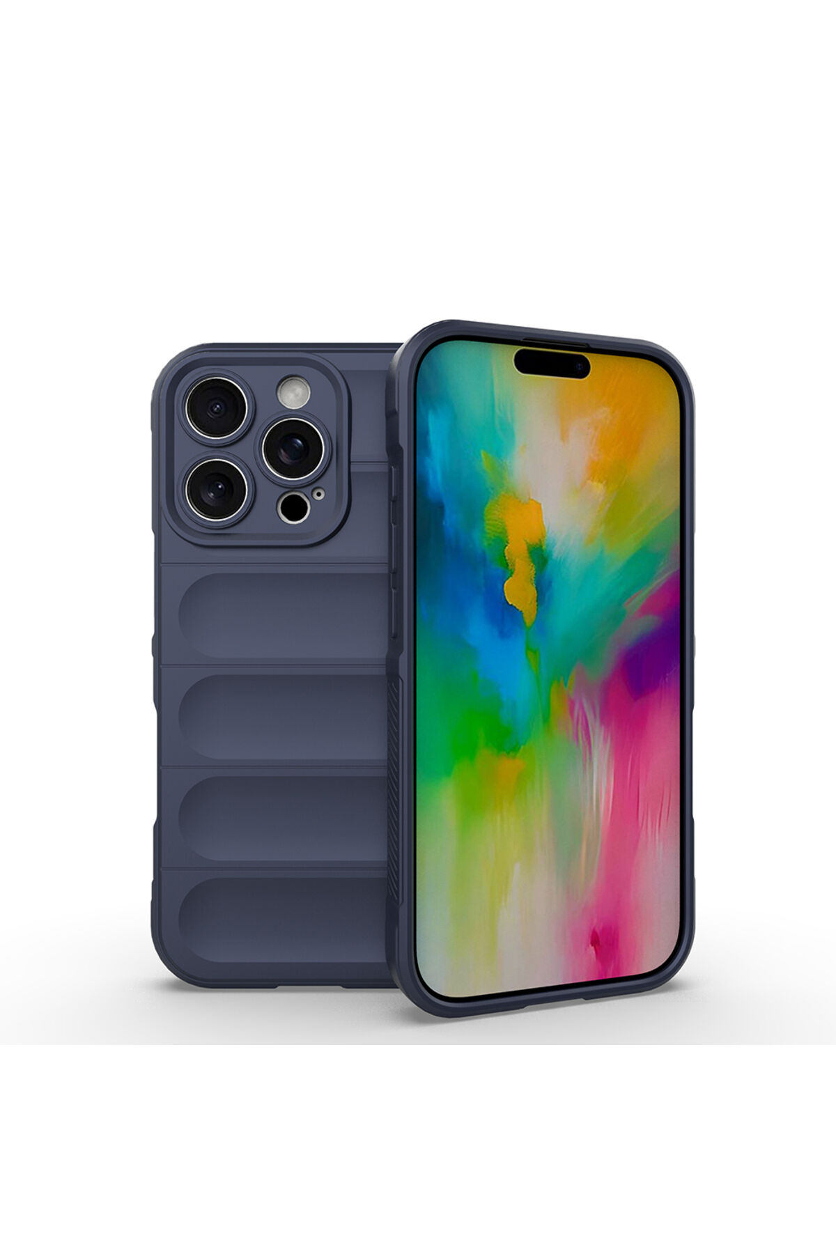 iPhone 16 Pro Max Kılıf Esnek TPU Oyuklu Arka Yüzey Tasarımlı GNST Etnik Silikon Kapak - Siyah Siyah