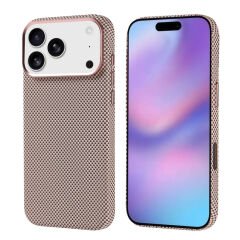 iPhone 17 Pro Max Kılıf M-safe Şarj Özellikli Karbon Fiber Görünümlü Zore Nekst Kılıf Kahverengi