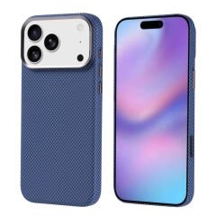 iPhone 17 Pro Max Kılıf M-safe Şarj Özellikli Karbon Fiber Görünümlü Zore Nekst Kılıf Kahverengi