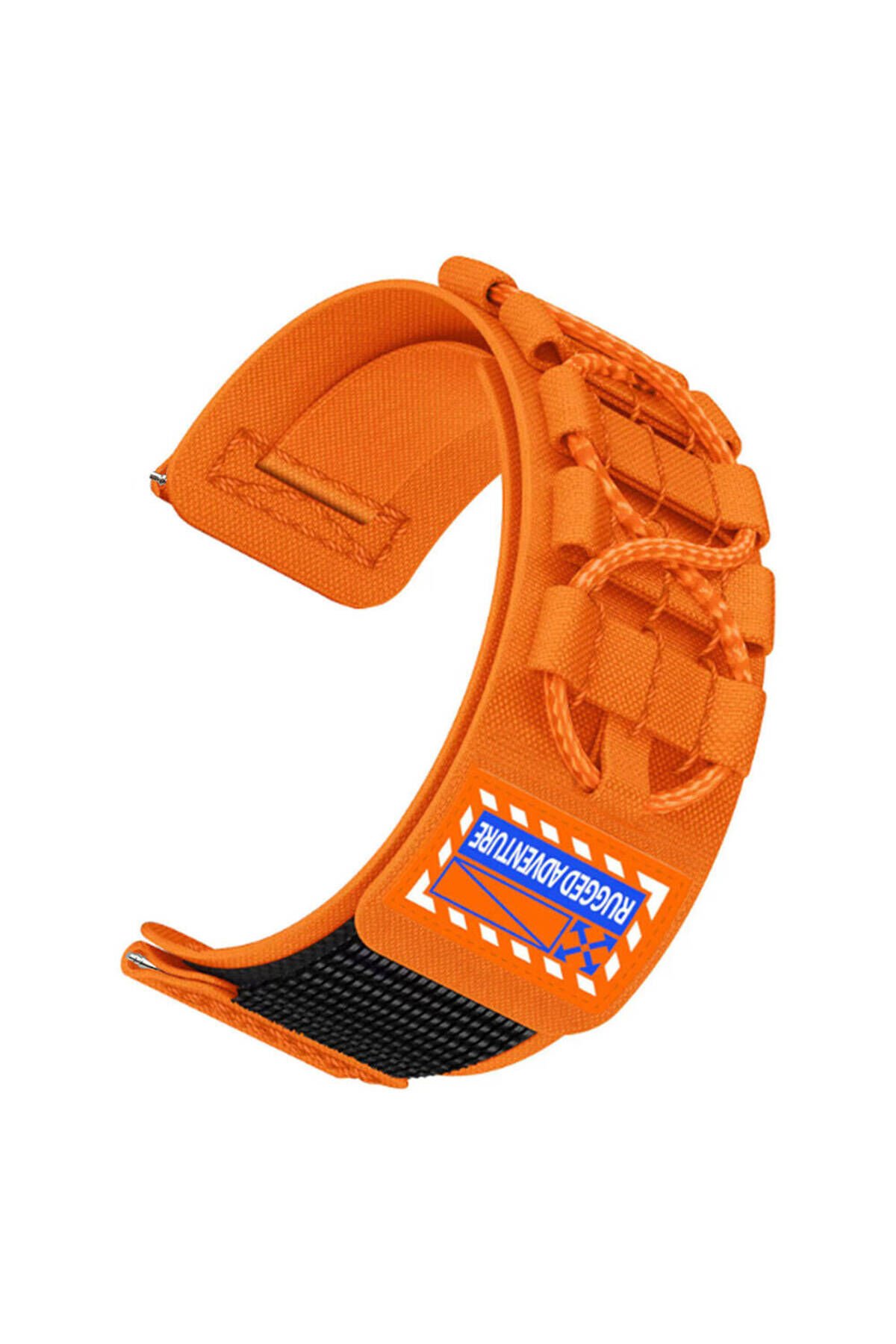 Galaxy Watch 42mm BSAY KRD-112 20mm Orbital Örgülü Halat Tasarımlı Naylon Kumaş Hasır Kordon-Gri Turuncu