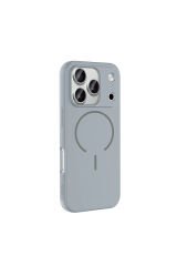 iPhone 17 Pro Max Kılıf M-safe Şarj Özellikli Zore Meta Kapak Gri
