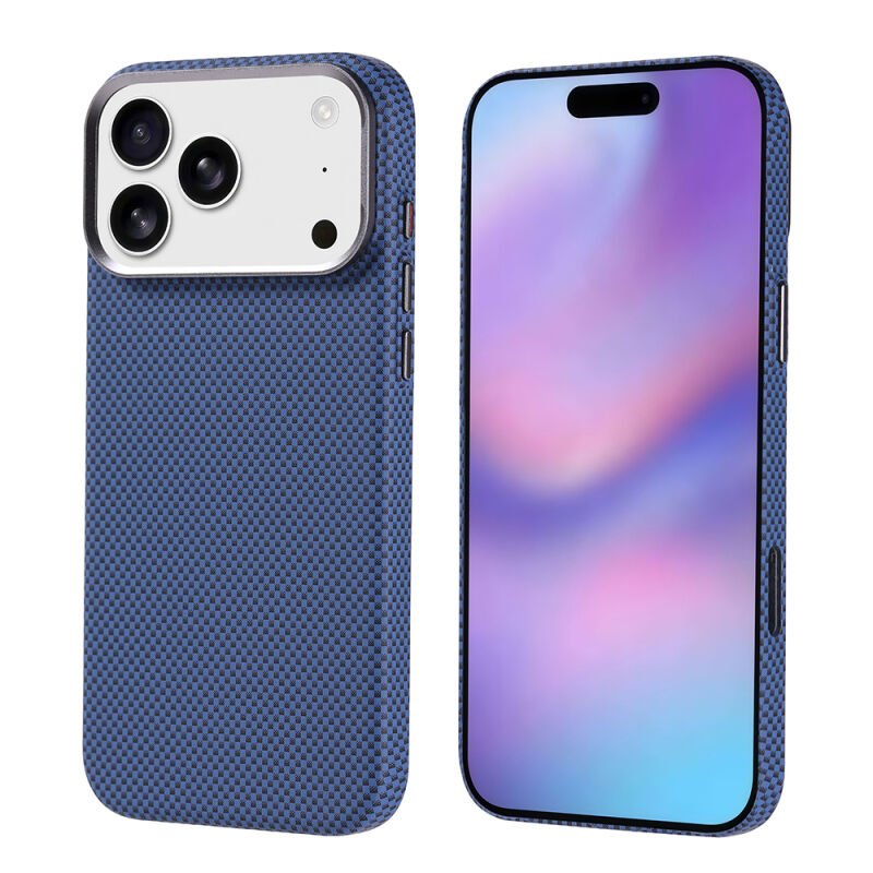 iPhone 17 Pro Max Kılıf M-safe Şarj Özellikli Karbon Fiber Görünümlü Zore Nekst Kılıf Lacivert