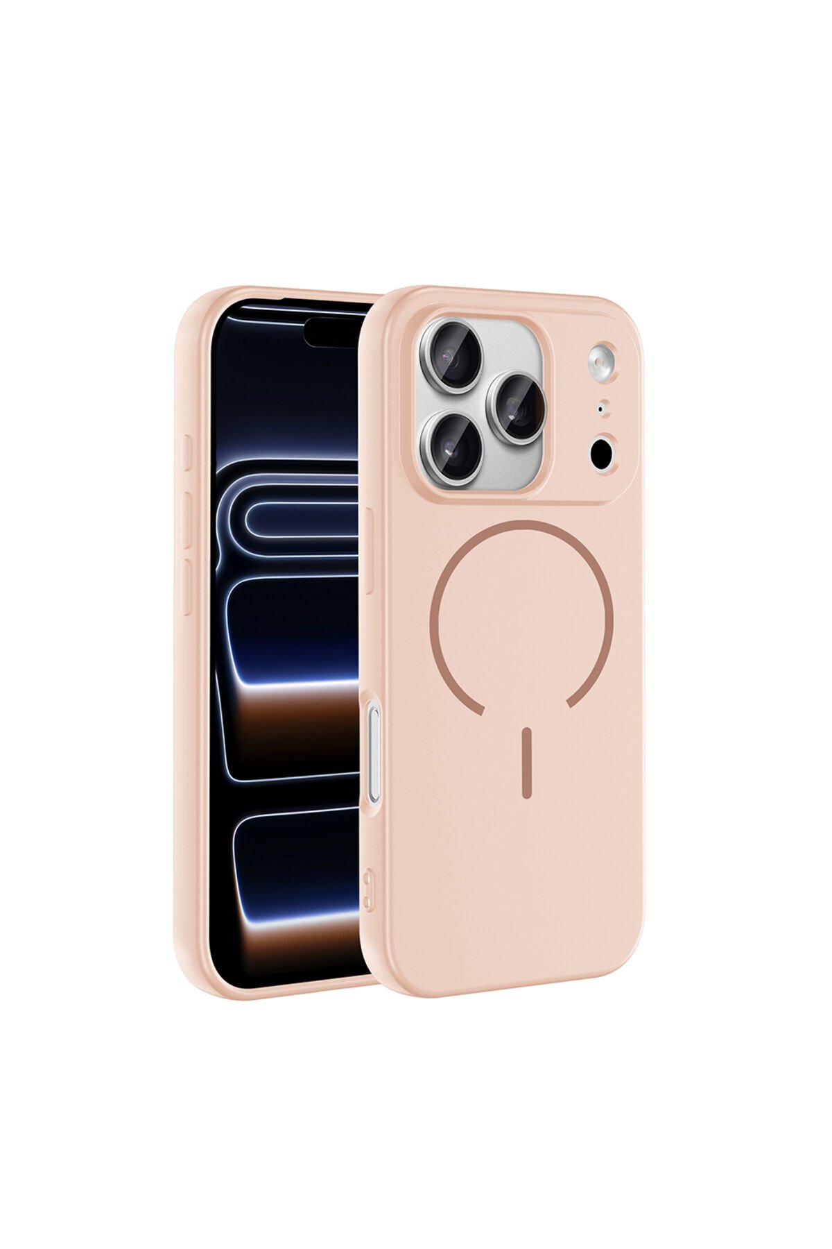 iPhone 17 Pro Max Kılıf M-safe Şarj Özellikli Zore Meta Kapak Pembe
