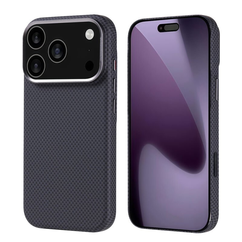 iPhone 17 Pro Kılıf M-safe Şarj Özellikli Karbon Fiber Görünümlü Zore Nekst Kılıf Siyah