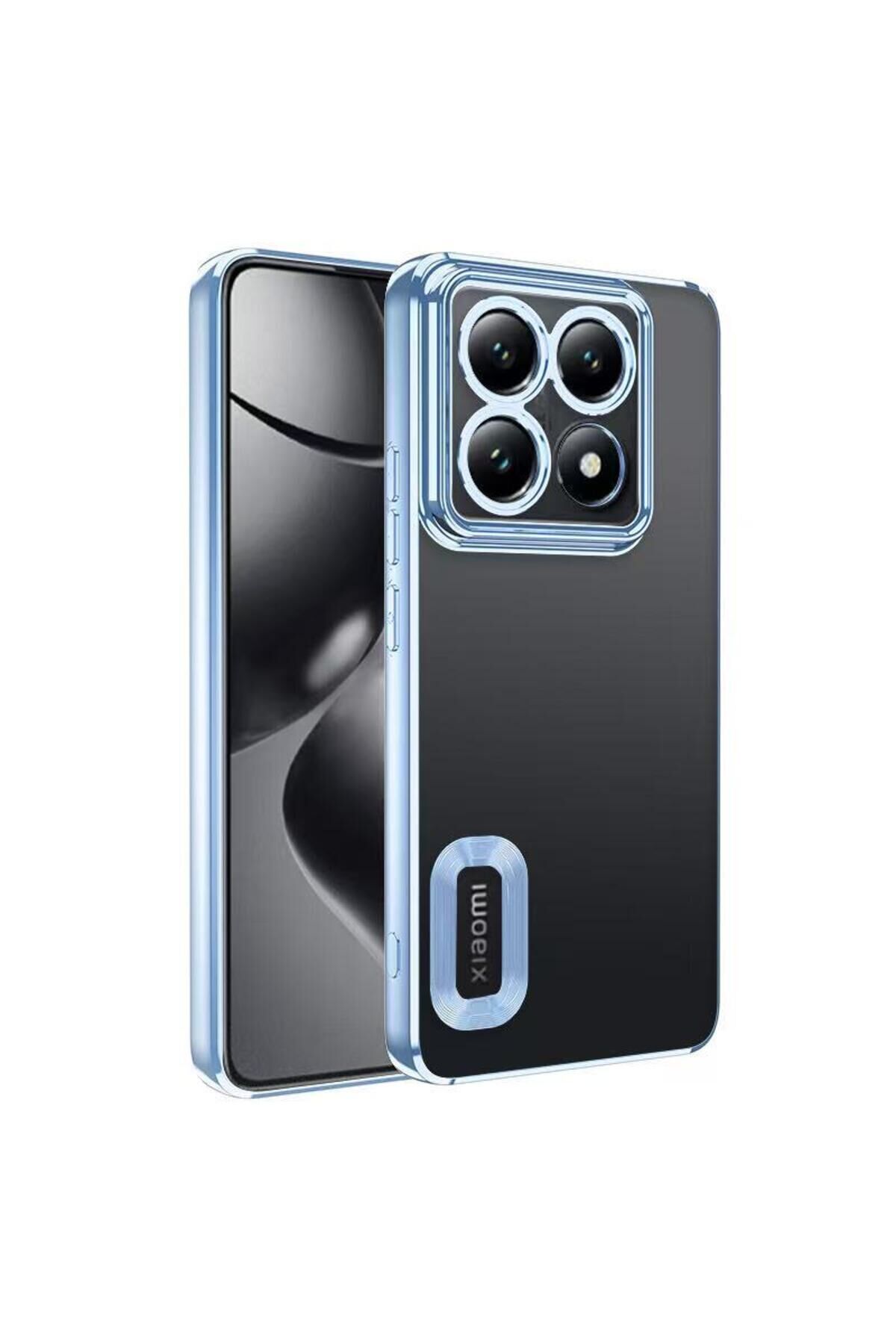 14T Pro Kılıf Kamera Korumalı Logo Gösteren SBT Omega Kapak - Siyah Sierra Mavi