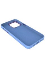 iPhone 14 Pro Max Uyumlu Metal Çerçeve ve Buton Tasarımlı Silikon BSAY Luna Kılıf-Lacivert Lila