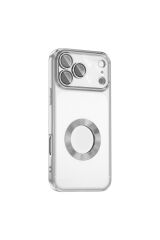 iPhone 17 Pro Max Kılıf Kamera Korumalı Logo Gösteren Zore Omega Kapak - Turuncu Mavi
